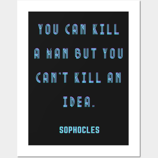 SOPHOCLES Quote, Blue text Posters and Art